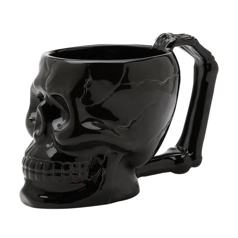 12 oz Ceramic Skull Mug - Black