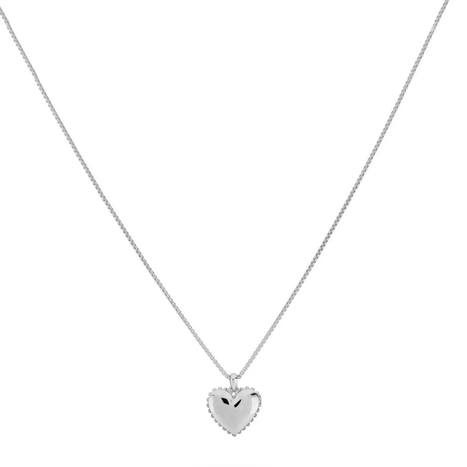 24Kae Heart Medallion Necklace, Silver