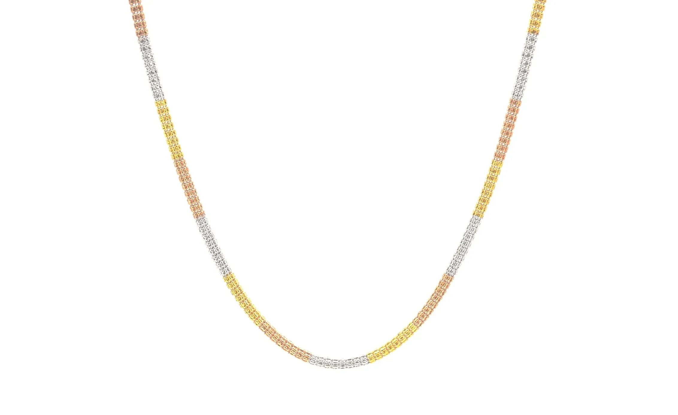 3mm 10kt Tri-Tone Ice Gold Chain