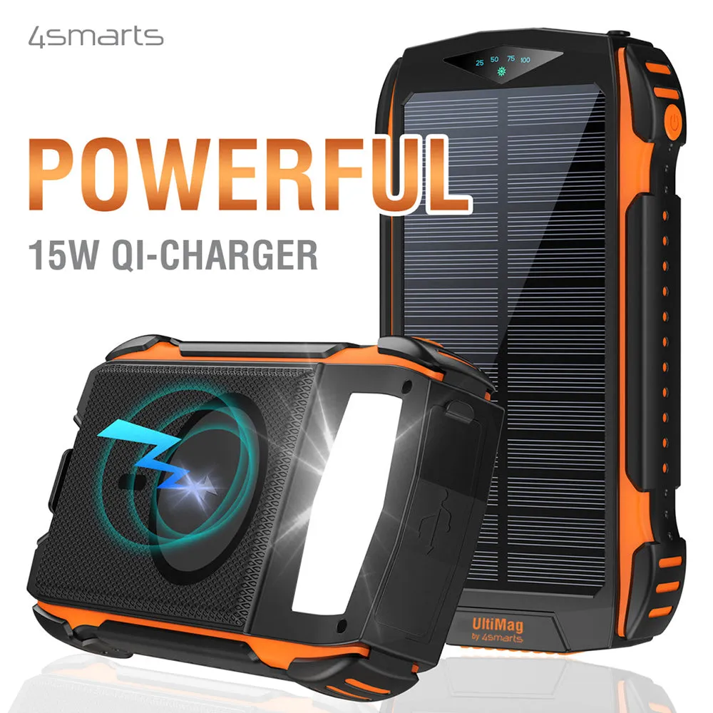 4smarts Titanpack UltiMag Solar 20W Powerbank 20.000mAh - USB-C & 2 x USB-A - MagSafe Kompatibel - Sort