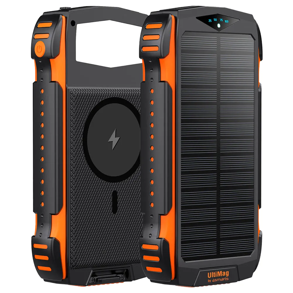 4smarts Titanpack UltiMag Solar 20W Powerbank 20.000mAh - USB-C & 2 x USB-A - MagSafe Kompatibel - Sort