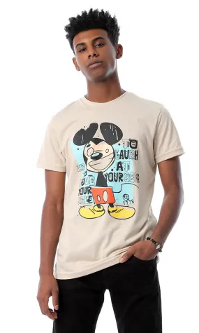 53077 Mickey Mouse Round Comfy T-shirt - Beige