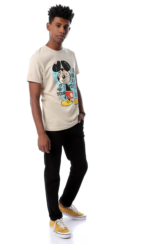 53077 Mickey Mouse Round Comfy T-shirt - Beige