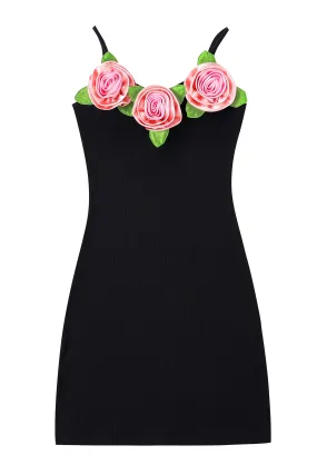 6 Pink Roses Mini Tencel Rib Dress