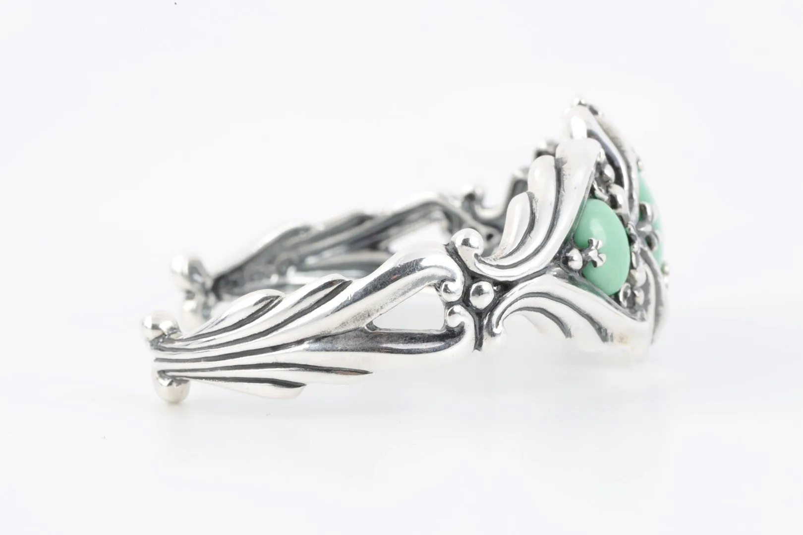 7" Carolyn Pollack 925 Silver Chrysoprase Cuff Bracelet (44.10g.)