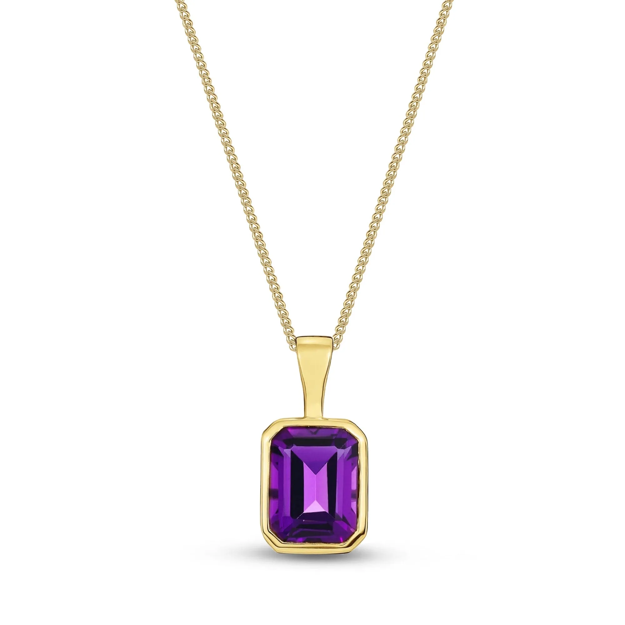 9ct Yellow Gold Amethyst Octagon Pendant