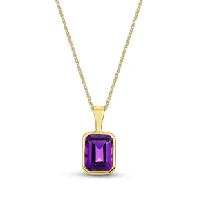 9ct Yellow Gold Amethyst Octagon Pendant