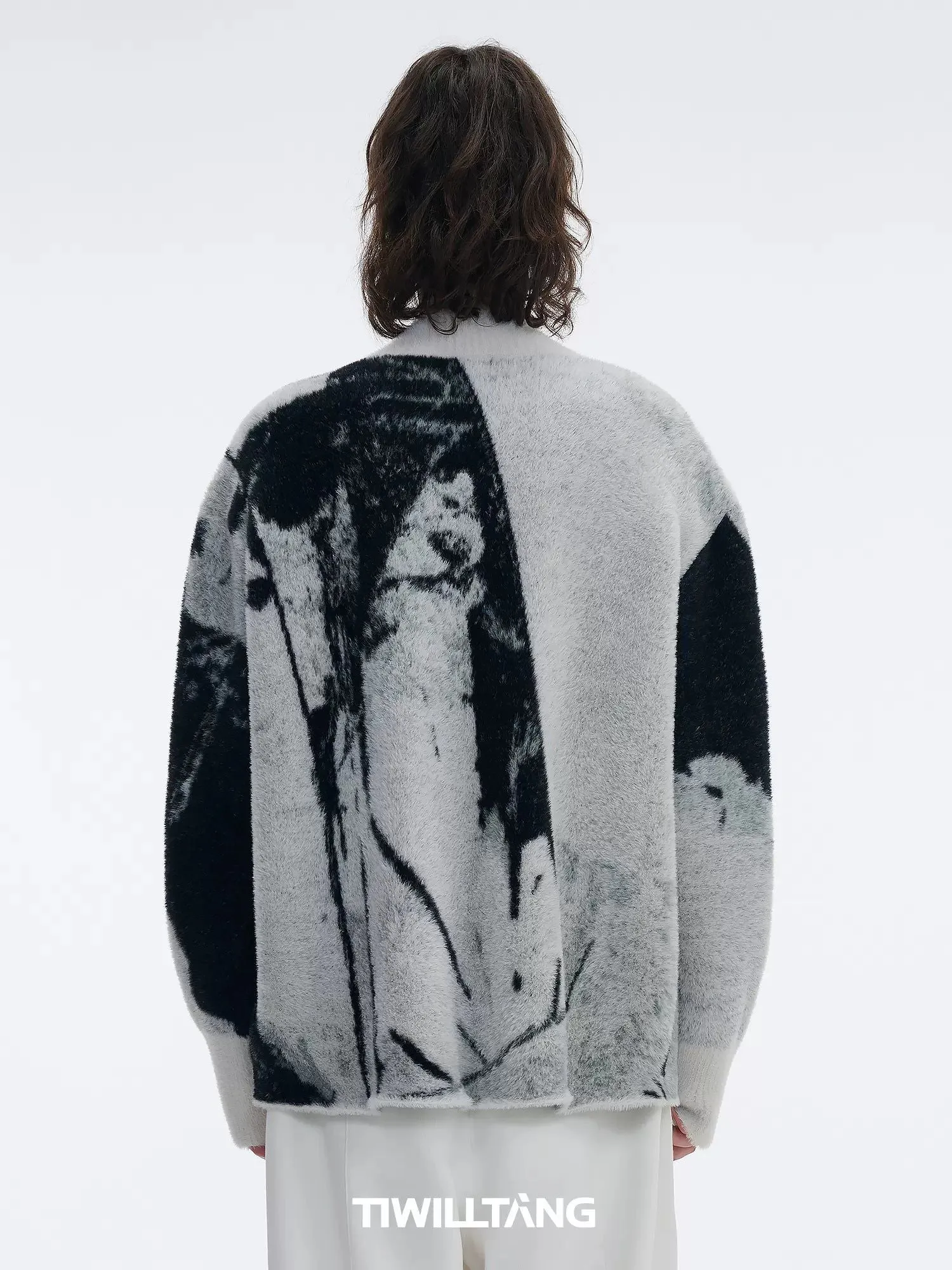 Abstract Ink Zipped Cardigan