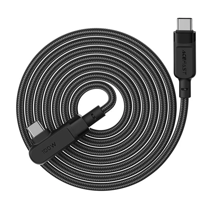 Acefast USB-C til USB-C Vinklet Kabel PD 2m (5A/100W) - Sort