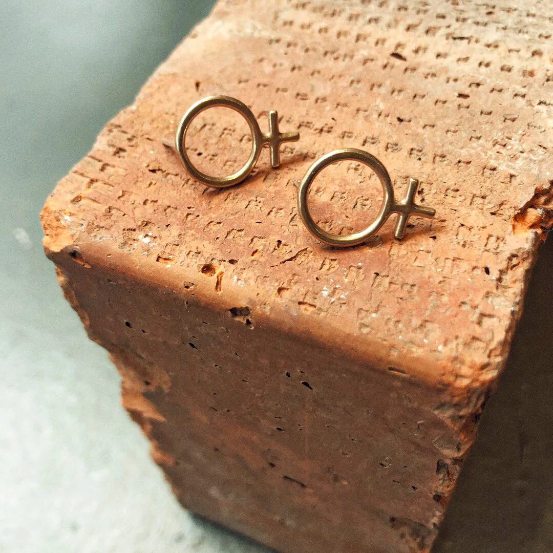 Ada Feminist Stud Earrings Silver or Bronze