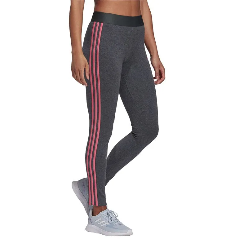 adidas 3 Stripe Leggings - Womens - Dark Grey Heather/Rose Tone