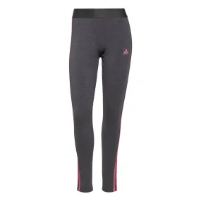 adidas 3 Stripe Leggings - Womens - Dark Grey Heather/Rose Tone