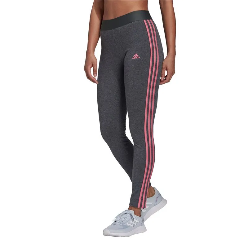 adidas 3 Stripe Leggings - Womens - Dark Grey Heather/Rose Tone