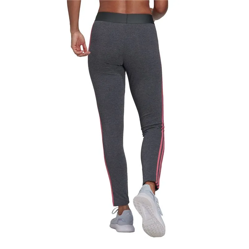 adidas 3 Stripe Leggings - Womens - Dark Grey Heather/Rose Tone