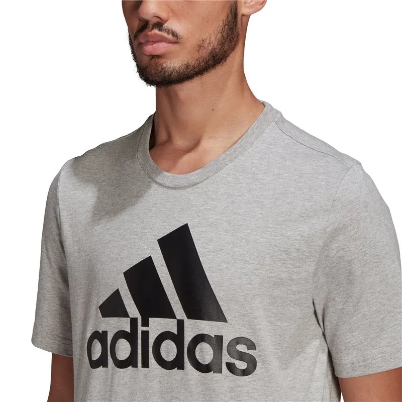 adidas Essentials Big Logo Tee - Mens - Medium Grey Heather/Black