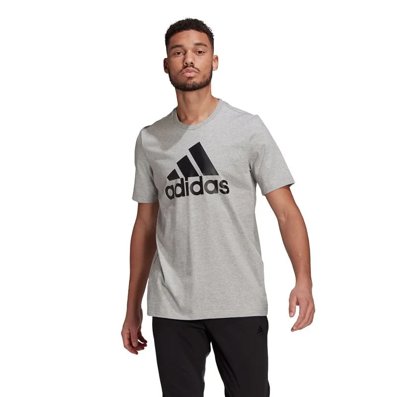 adidas Essentials Big Logo Tee - Mens - Medium Grey Heather/Black