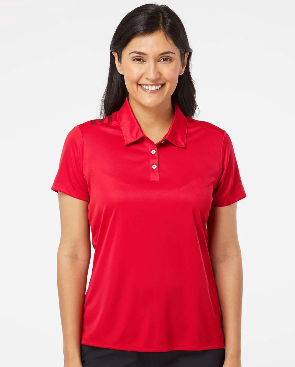 Adidas Ladies 3-Stripes Shoulder Polo