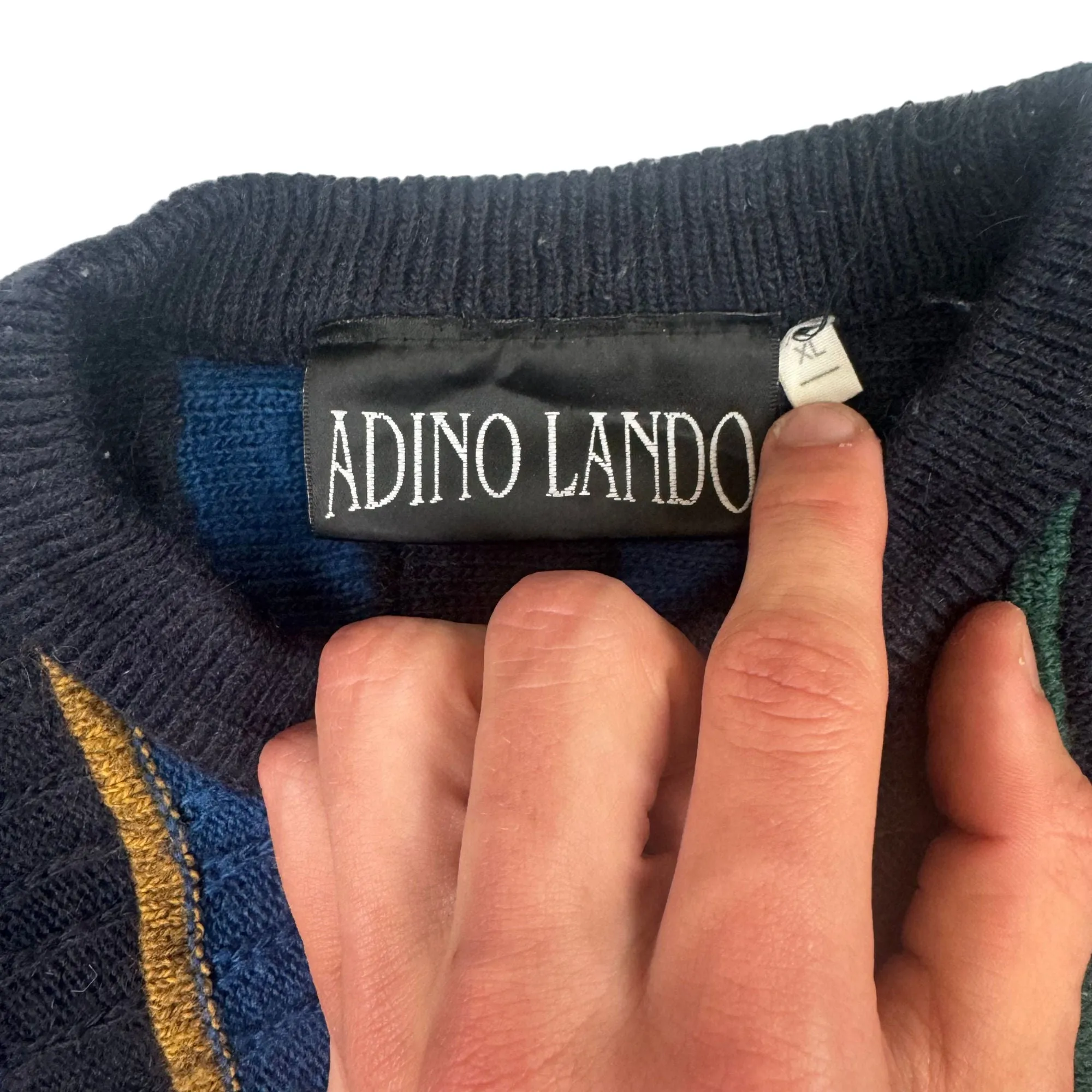 Adino Lando Multicoloured Alpaca Coogi Style Knitted Sweater