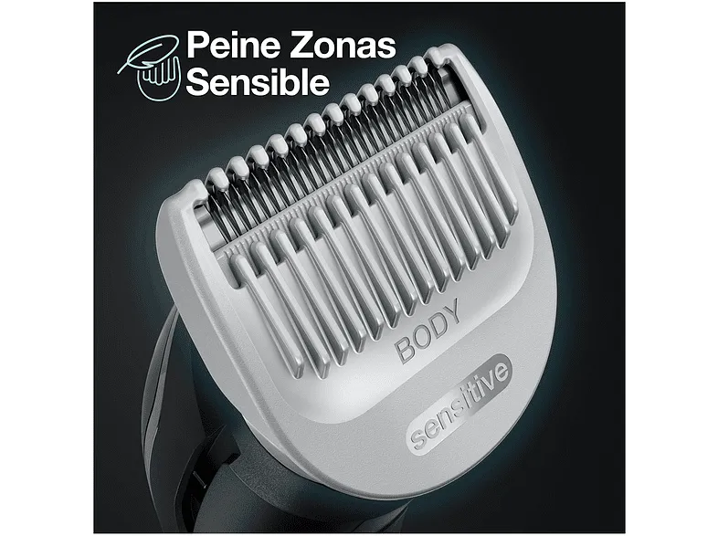 Afeitadora corporal – Braun 3 BG3340, Para hombres, Peine para zonas sensibles, Negro