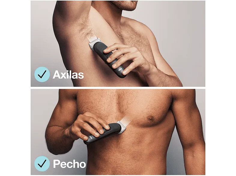 Afeitadora corporal – Braun 3 BG3340, Para hombres, Peine para zonas sensibles, Negro