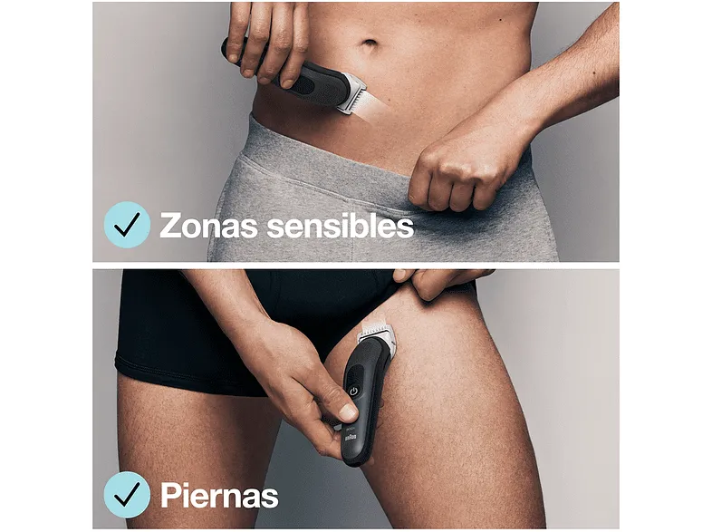 Afeitadora corporal – Braun 3 BG3340, Para hombres, Peine para zonas sensibles, Negro