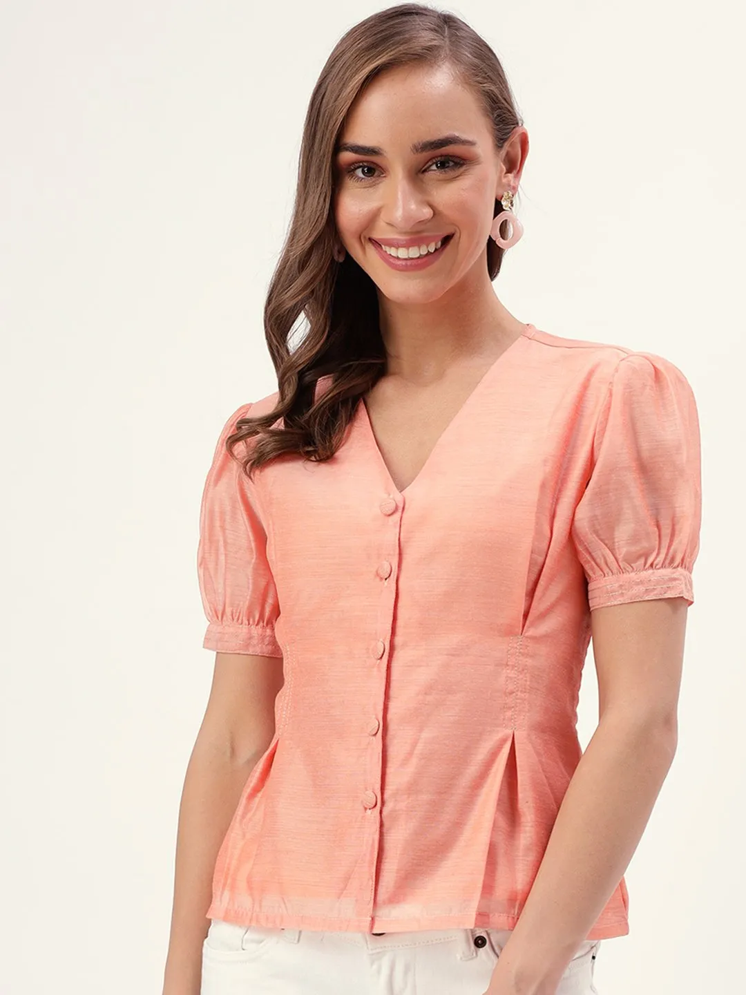 Allura Peach Chanderi Top