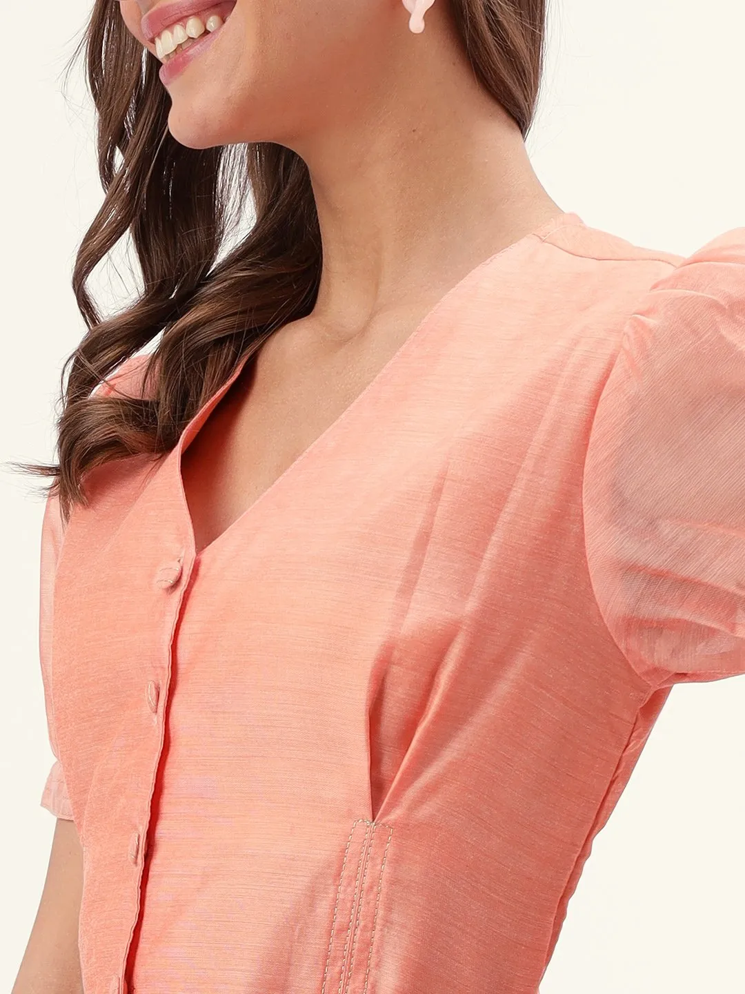 Allura Peach Chanderi Top