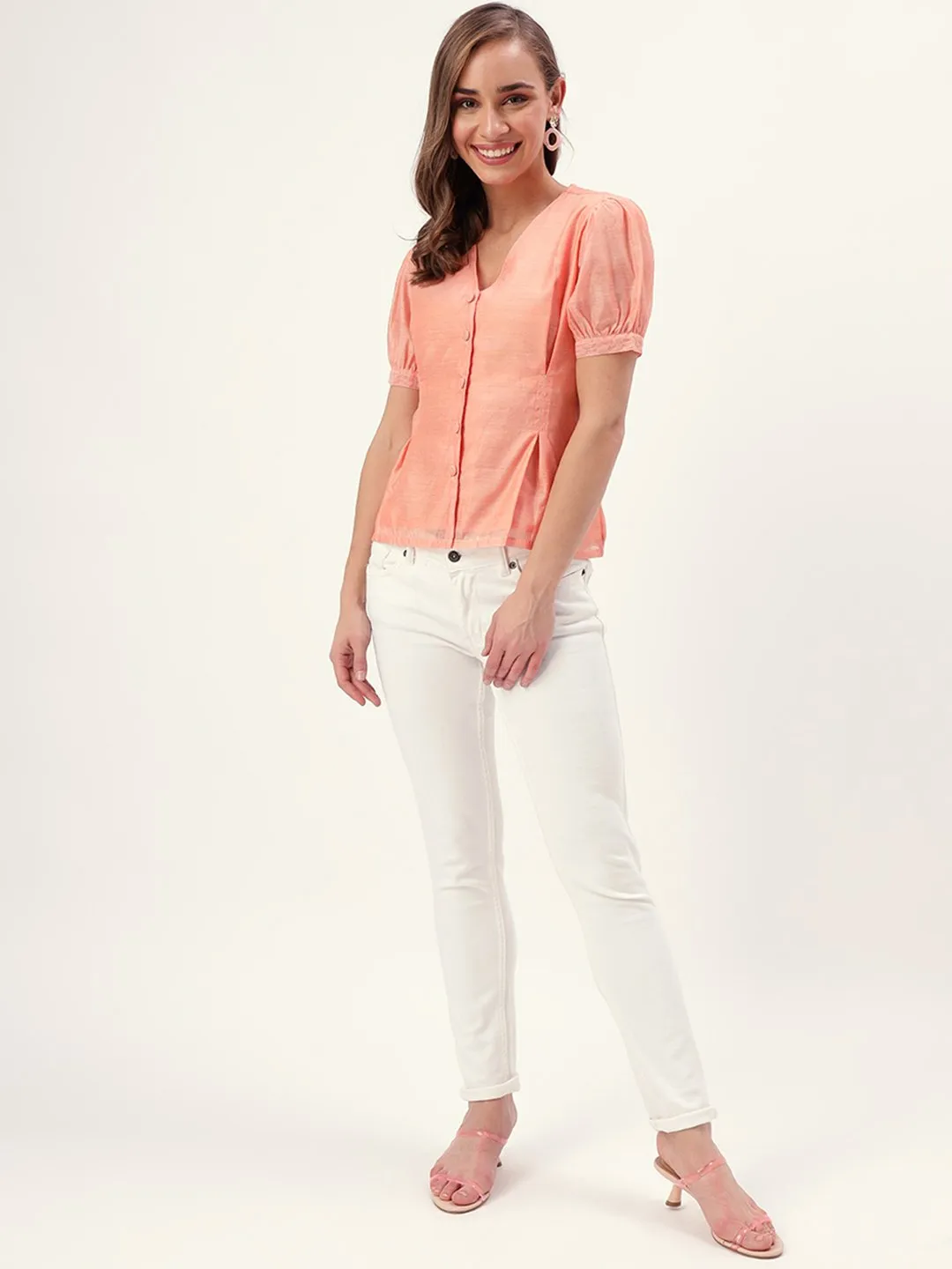 Allura Peach Chanderi Top