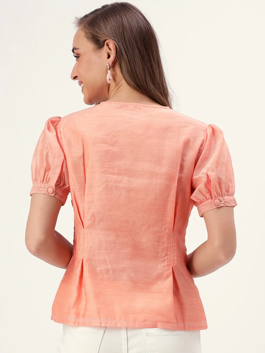 Allura Peach Chanderi Top