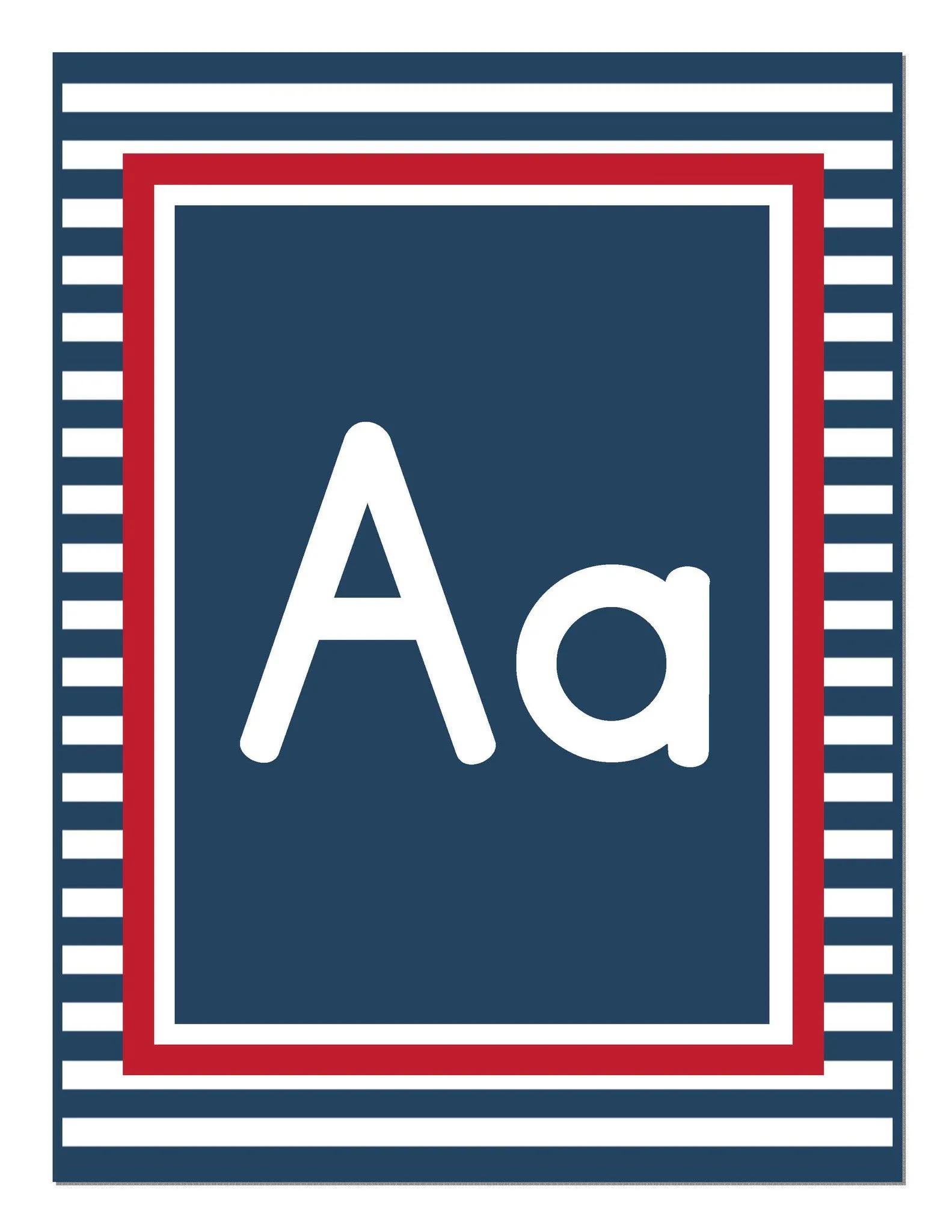 Alphabet Letters Print | Preppy Nautical Red and Navy Blue | UPRINT | Schoolgirl Style