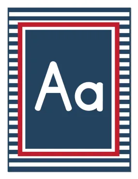 Alphabet Letters Print | Preppy Nautical Red and Navy Blue | UPRINT | Schoolgirl Style