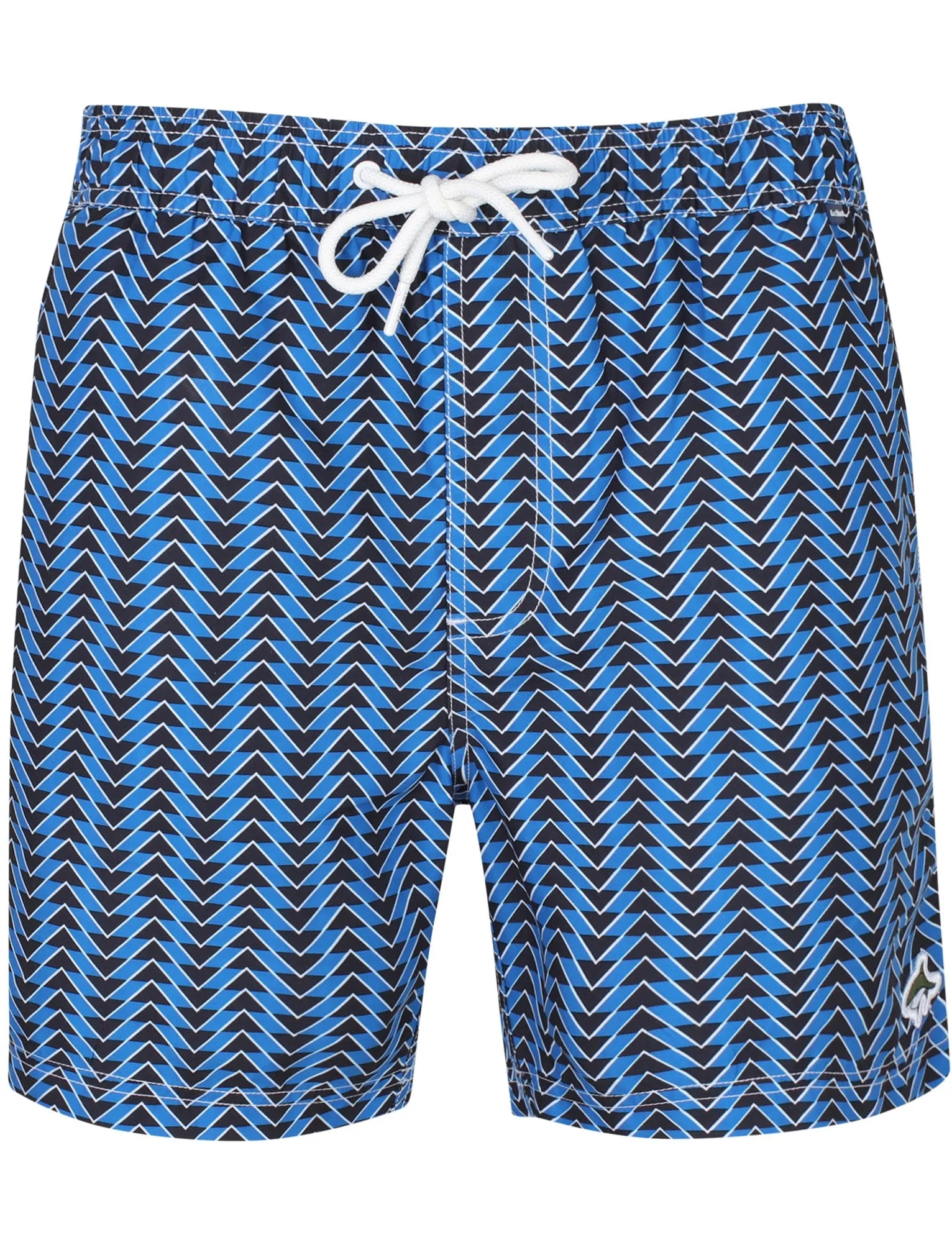 Angelos Chevron Print Swim Shorts In Turkish Sea - Le Shark