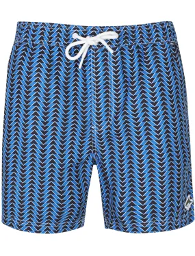 Angelos Chevron Print Swim Shorts In Turkish Sea - Le Shark