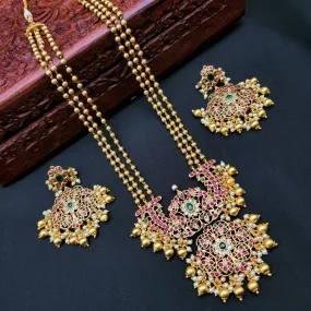 Antique Matte Gold Long Kemp Necklace Set