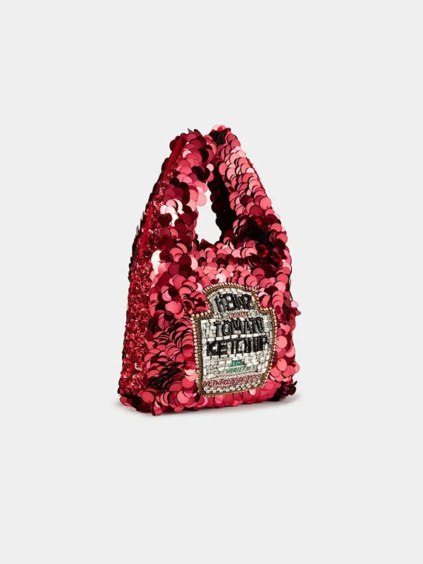 Anya Brands Mini Tote Ketchup in Red Sequins