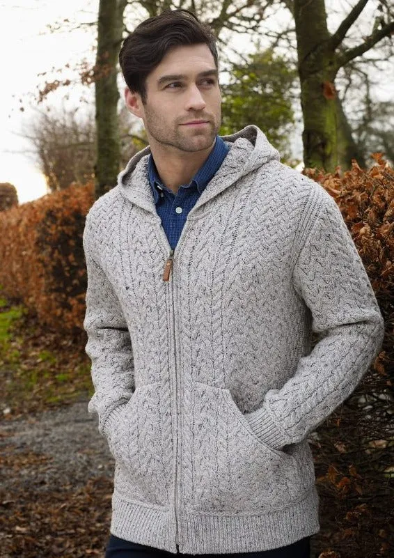 Aran Crafts Men’s Hooded Cardigan | Oatmeal