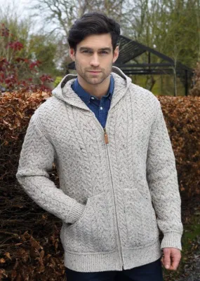 Aran Crafts Men’s Hooded Cardigan | Oatmeal