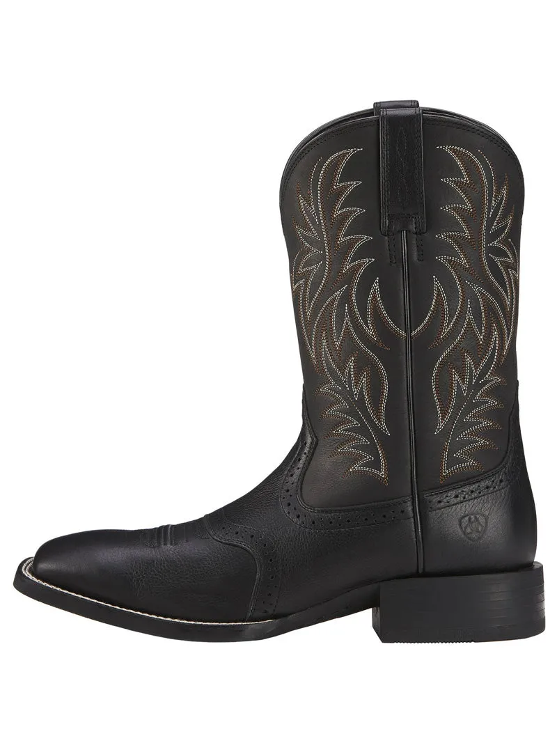 Ariat 10016292 Mens Sport Wide Square Toe Western Boot Black