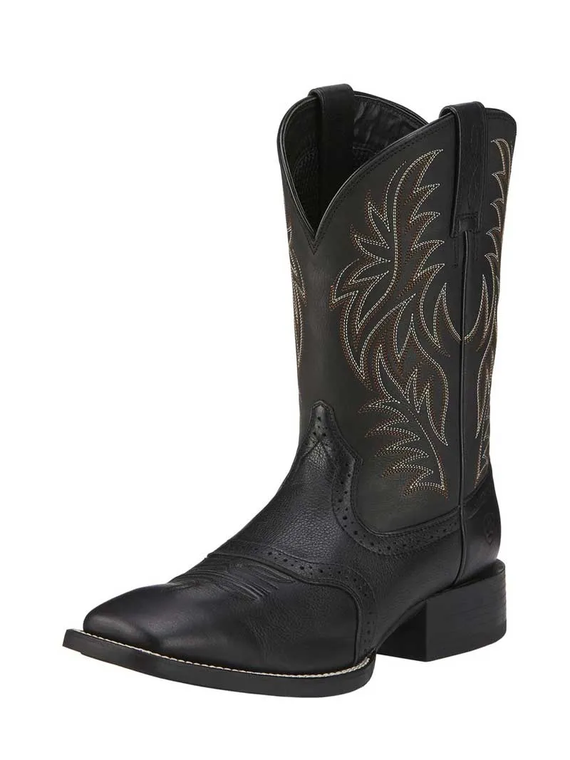 Ariat 10016292 Mens Sport Wide Square Toe Western Boot Black