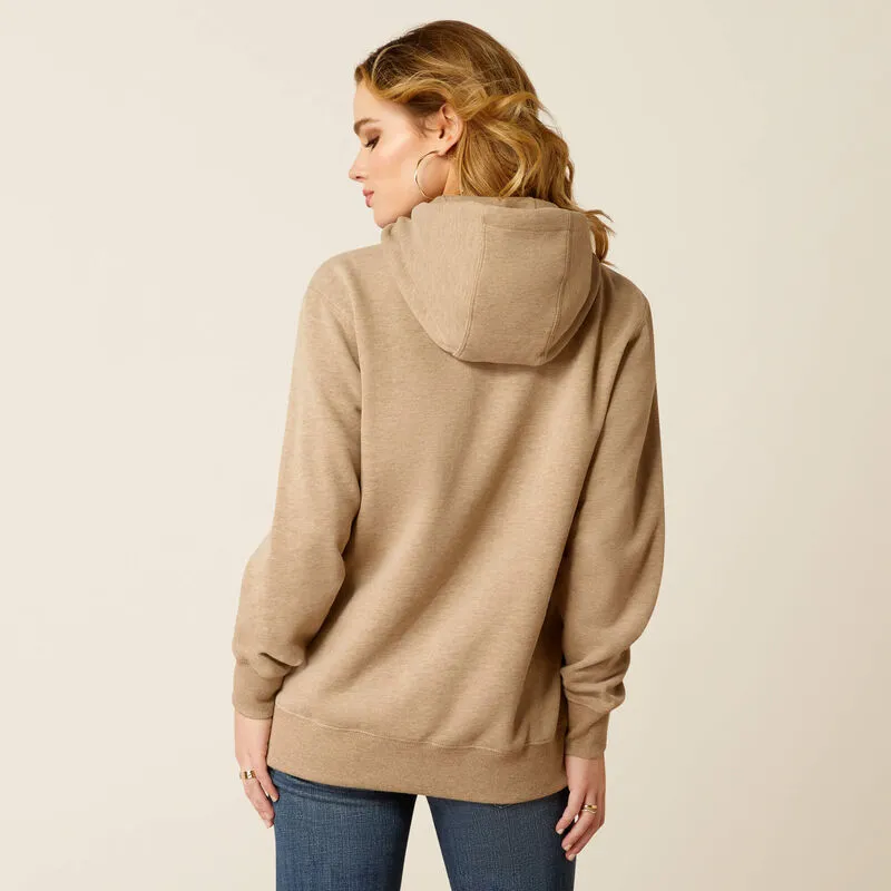 Ariat Women's Dark Oatmeal Heather Bronco Stitch Long Sleeve Hoodie 10052408