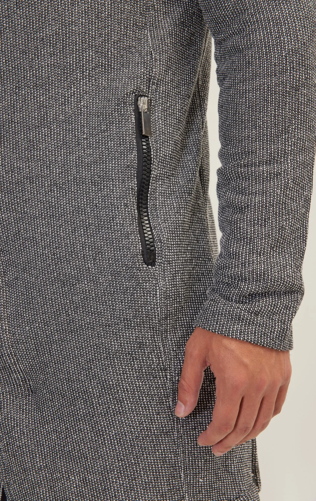 Asymmetric Rebel Cardigan Zipper Closure With Hood - Black White