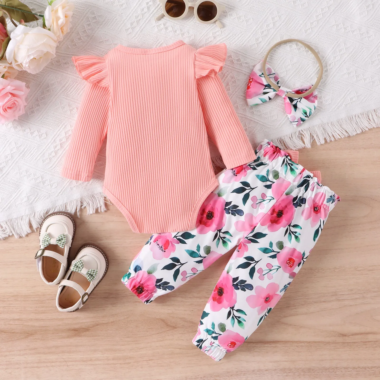 Baby Floral Set With Headband