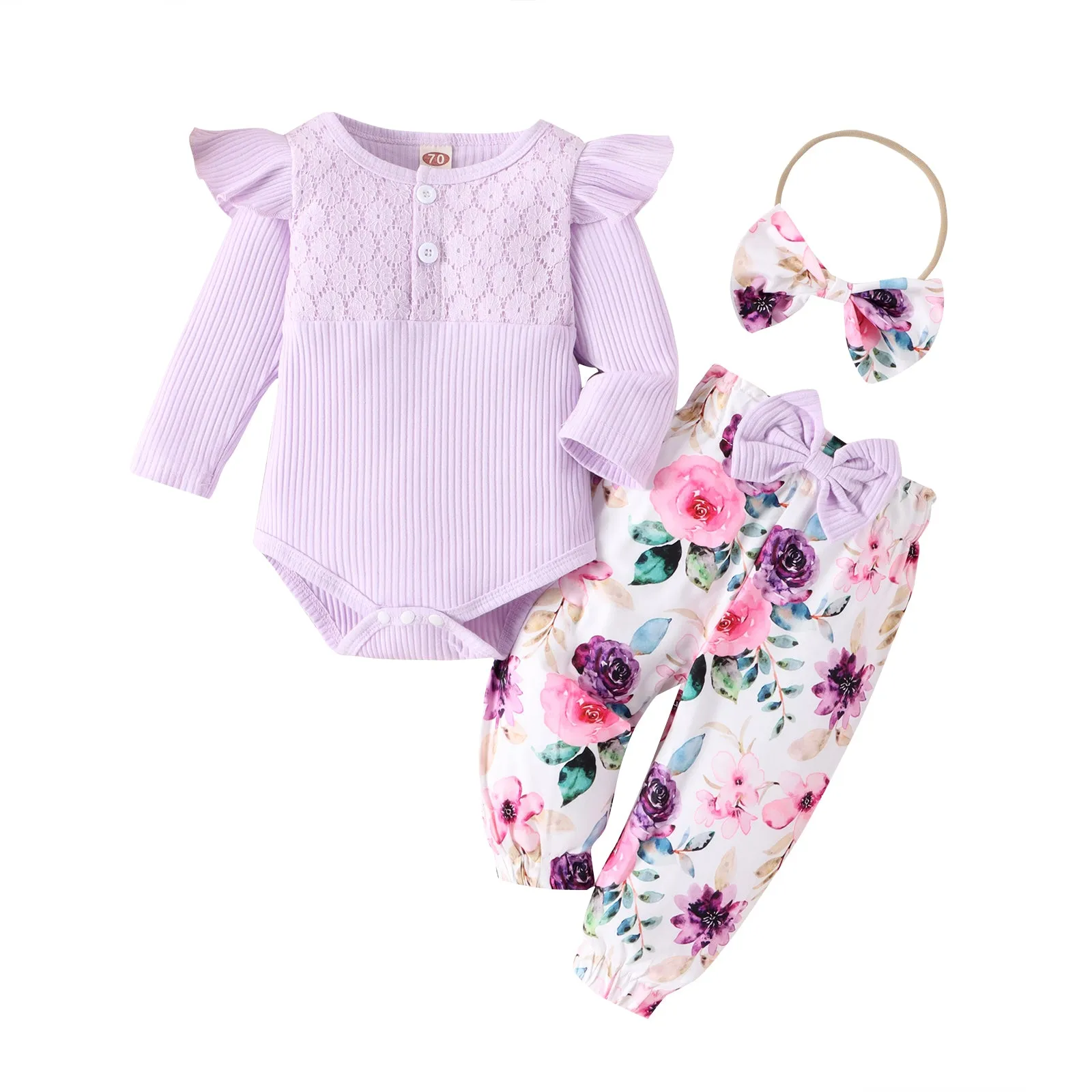 Baby Floral Set With Headband