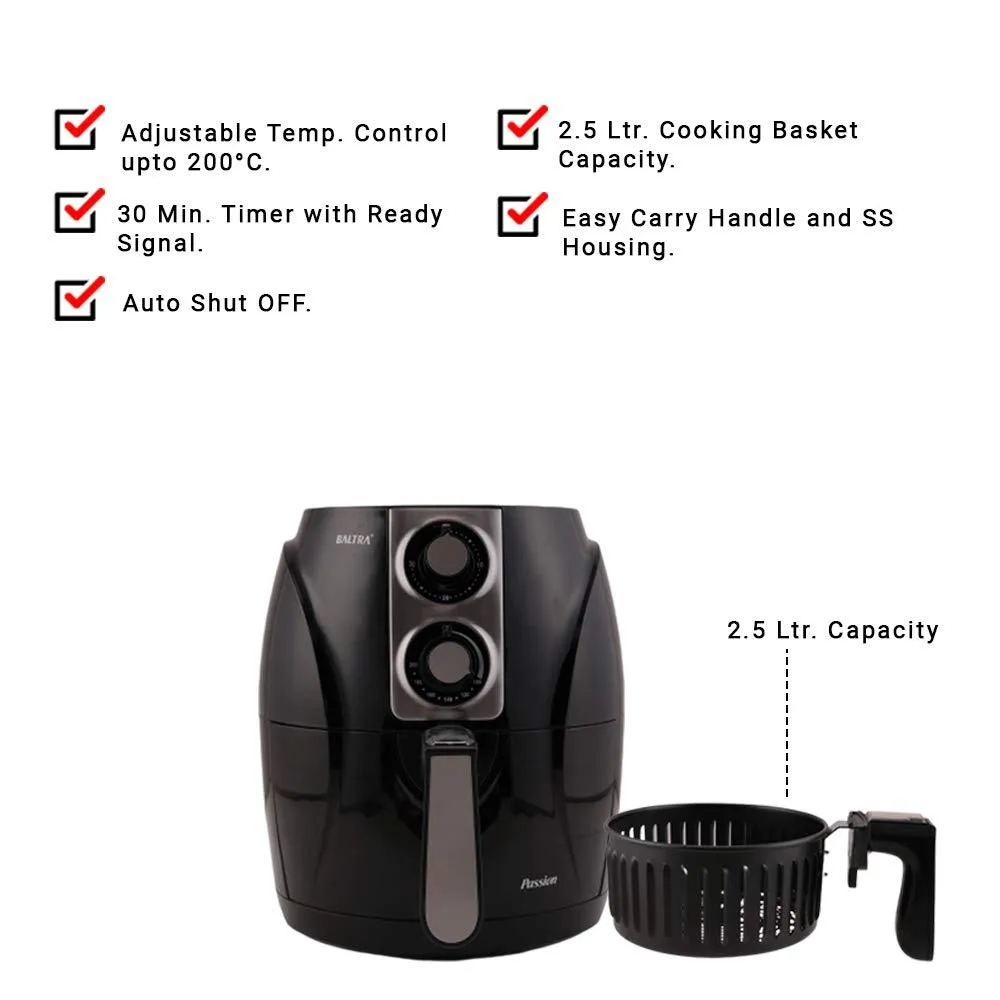 Baltra Passion 1400 Watts Air Fryer (Black)