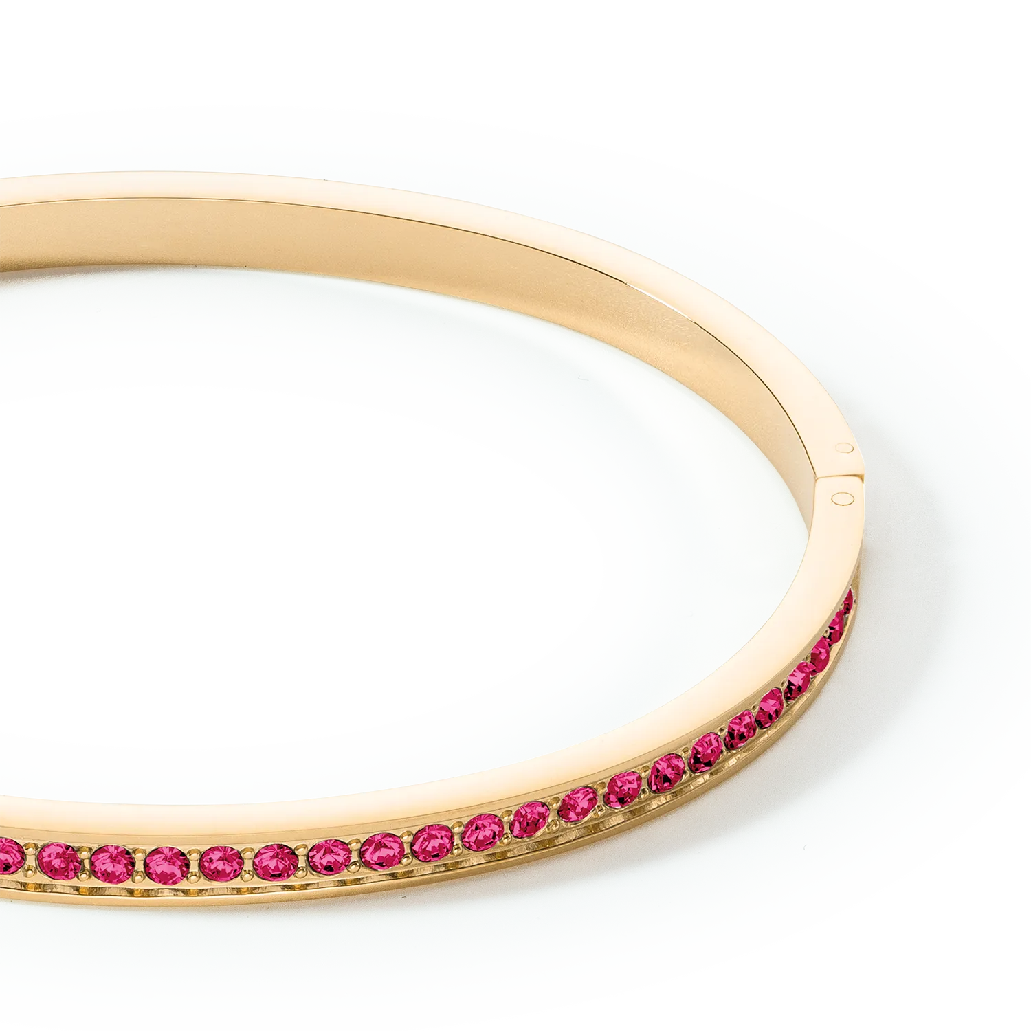 Bangle stainless steel & crystals gold pink 17