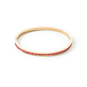 Bangle stainless steel & crystals gold pink 17