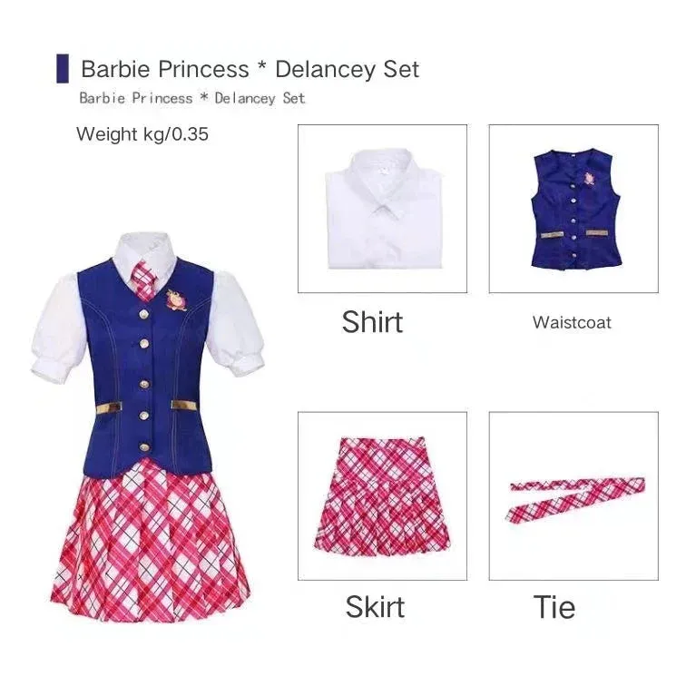 Barbie Princess School Uniform Top Skirt Halloween Carnival Party Costume