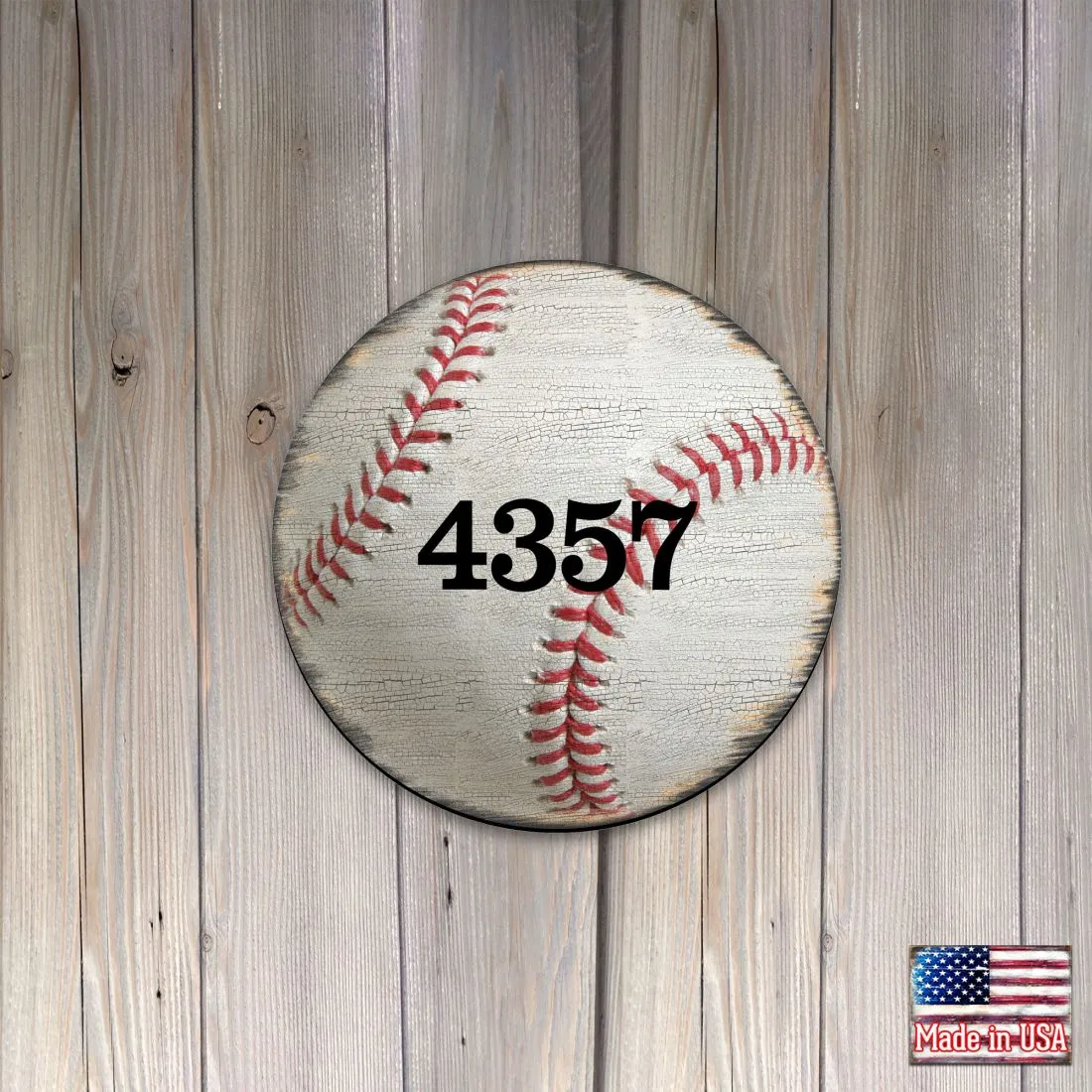 Baseball Wooden Custom House Number Sign by G. DeBrekht - Love Family Kids Décor - MA989803