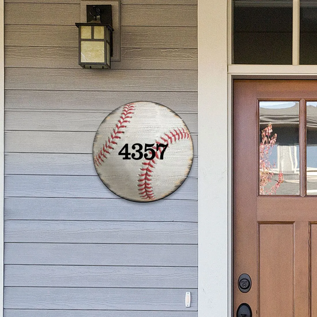 Baseball Wooden Custom House Number Sign by G. DeBrekht - Love Family Kids Décor - MA989803