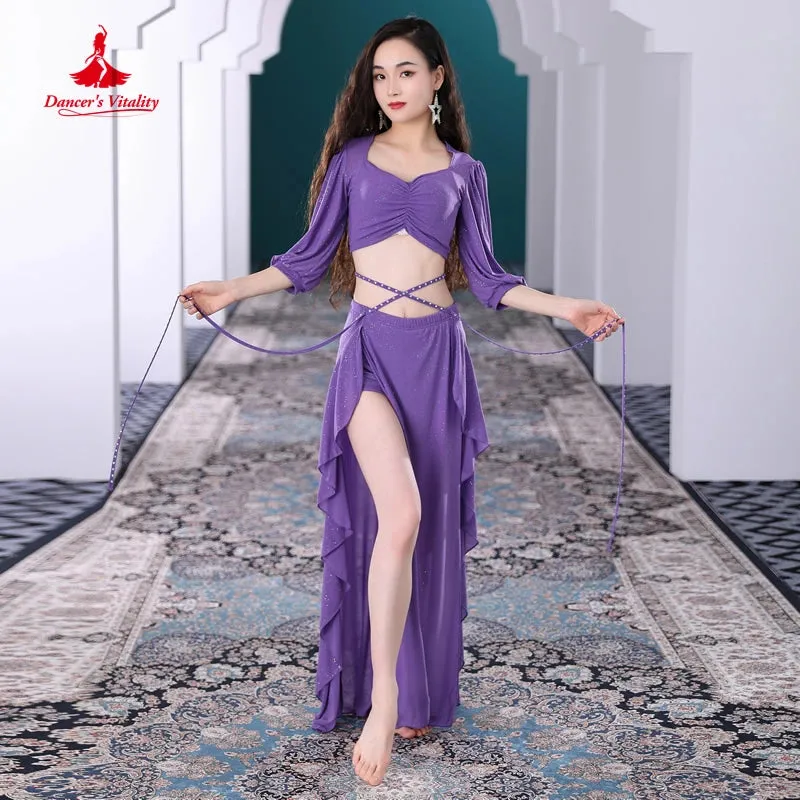 Belly Dance Clothes Suit for Women Winter Half Sleeves Top skirt 2pcs Oriental Training Suit Female Bellydancing Wear Outfit